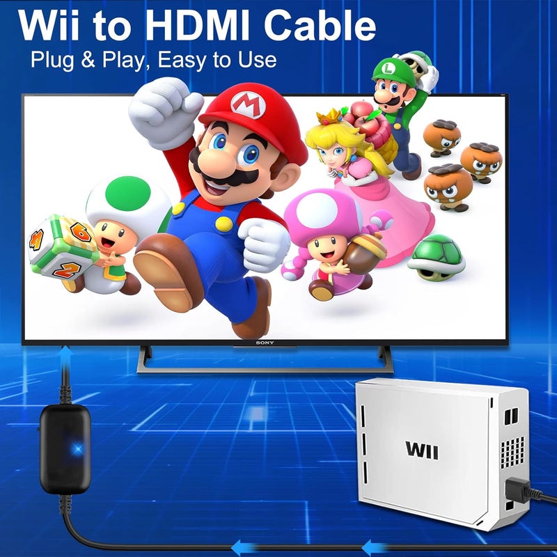 Herfair Wii to HDMI Cable, Wii HDMI Adapter, Wii2HDMI Converter Support 4:3/16:9 Aspect & All Display Modes with 1080P/720P Switch for Nintendo Wii/WiiU, Plug & Play -6.6FT - Image 2